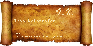 Ibos Krisztofer névjegykártya